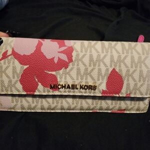 Michael Kors Beige and Pink Floral Wallet